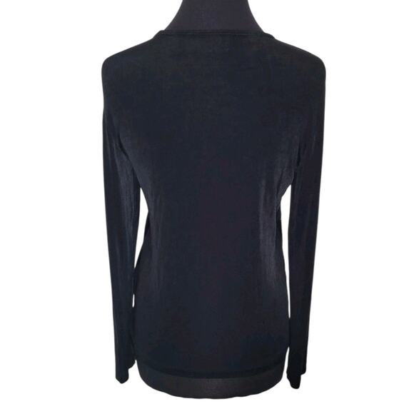 Chico’s Travelers Black Patchwork Tunic Top Long Sleeve Sz 1 M EUC - Picture 3 of 6